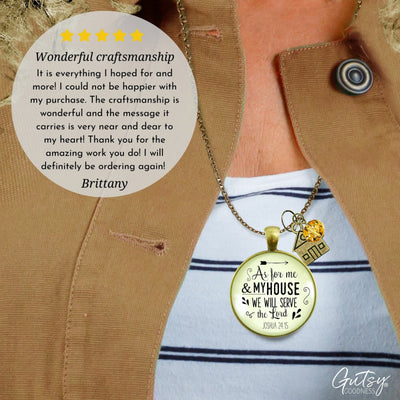 Gutsy Goodness As for My House We Will Serve the Lord Necklace Faith Charm Jewelry - Gutsy Goodness Handmade Jewelry;As For My House We Will Serve The Lord Necklace Faith Charm Jewelry - Gutsy Goodness Handmade Jewelry Gifts