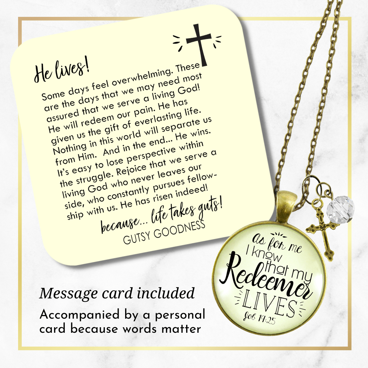 Gutsy Goodness I Know My Redeemer Lives Necklace Faith in Jesus Cross Womens Jewelry - Gutsy Goodness;I Know My Redeemer Lives Necklace Faith In Jesus Cross Womens Jewelry - Gutsy Goodness Handmade Jewelry Gifts
