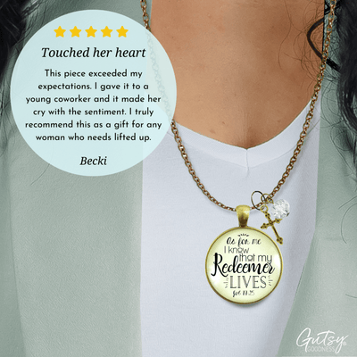 Gutsy Goodness I Know My Redeemer Lives Necklace Faith in Jesus Cross Womens Jewelry - Gutsy Goodness;I Know My Redeemer Lives Necklace Faith In Jesus Cross Womens Jewelry - Gutsy Goodness Handmade Jewelry Gifts