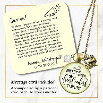 Cheer Necklace Athletes Lift Weights Funny Cheerleader Jewelry Megaphone Charm - Gutsy Goodness