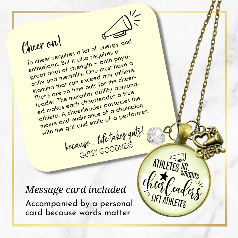 Cheer Necklace Athletes Lift Weights Funny Cheerleader Jewelry Megaphone Charm - Gutsy Goodness