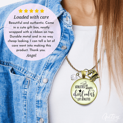 Cheer Necklace Athletes Lift Weights Funny Cheerleader Jewelry Megaphone Charm - Gutsy Goodness