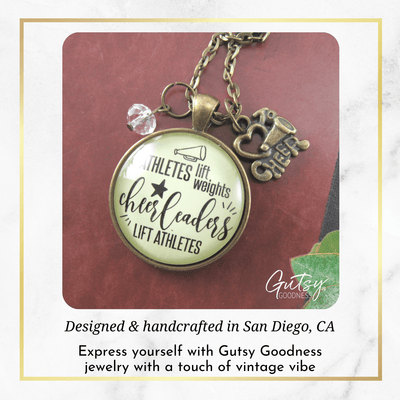 Cheer Necklace Athletes Lift Weights Funny Cheerleader Jewelry Megaphone Charm - Gutsy Goodness