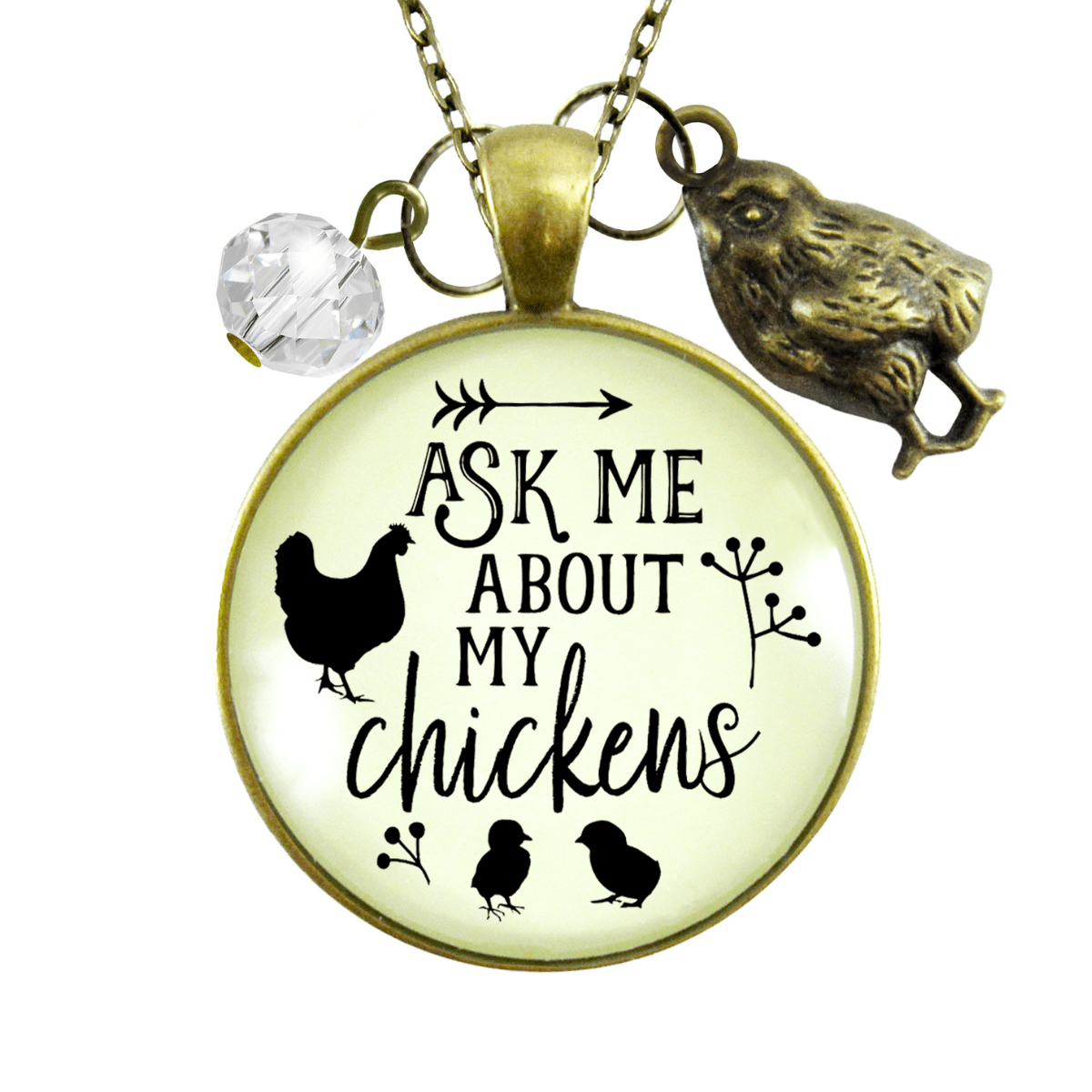 Gutsy Goodness Chicken Mom Necklace Ask Me About My Chickens Novelty Gift Farm Life Inspired - Gutsy Goodness;Chicken Mom Necklace Ask Me About My Chickens Novelty Gift Farm Life Inspired - Gutsy Goodness Handmade Jewelry Gifts