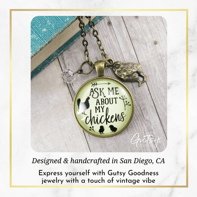 Gutsy Goodness Chicken Mom Necklace Ask Me About My Chickens Novelty Gift Farm Life Inspired - Gutsy Goodness;Chicken Mom Necklace Ask Me About My Chickens Novelty Gift Farm Life Inspired - Gutsy Goodness Handmade Jewelry Gifts