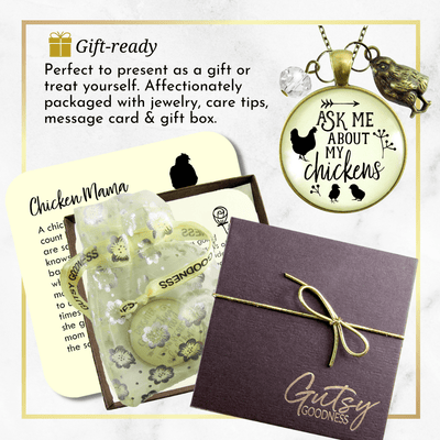 Gutsy Goodness Chicken Mom Necklace Ask Me About My Chickens Novelty Gift Farm Life Inspired - Gutsy Goodness;Chicken Mom Necklace Ask Me About My Chickens Novelty Gift Farm Life Inspired - Gutsy Goodness Handmade Jewelry Gifts