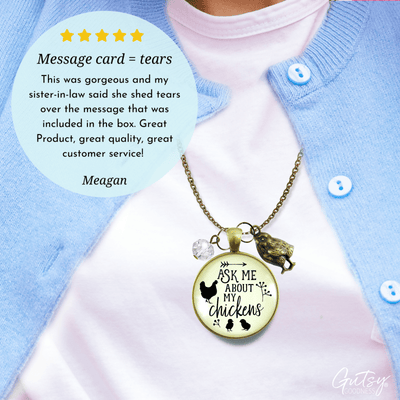 Gutsy Goodness Chicken Mom Necklace Ask Me About My Chickens Novelty Gift Farm Life Inspired - Gutsy Goodness;Chicken Mom Necklace Ask Me About My Chickens Novelty Gift Farm Life Inspired - Gutsy Goodness Handmade Jewelry Gifts