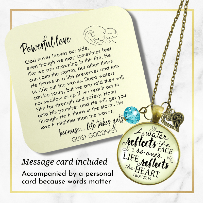 Gutsy Goodness Faith Necklace As Water Reflects Life Heart Jewelry Charm - Gutsy Goodness Handmade Jewelry;Faith Necklace As Water Reflects Life Heart Jewelry Charm - Gutsy Goodness Handmade Jewelry Gifts
