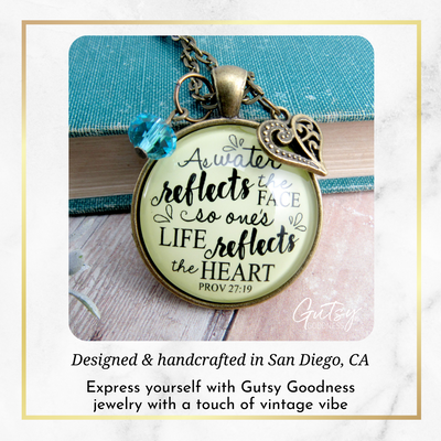 Gutsy Goodness Faith Necklace As Water Reflects Life Heart Jewelry Charm - Gutsy Goodness Handmade Jewelry;Faith Necklace As Water Reflects Life Heart Jewelry Charm - Gutsy Goodness Handmade Jewelry Gifts