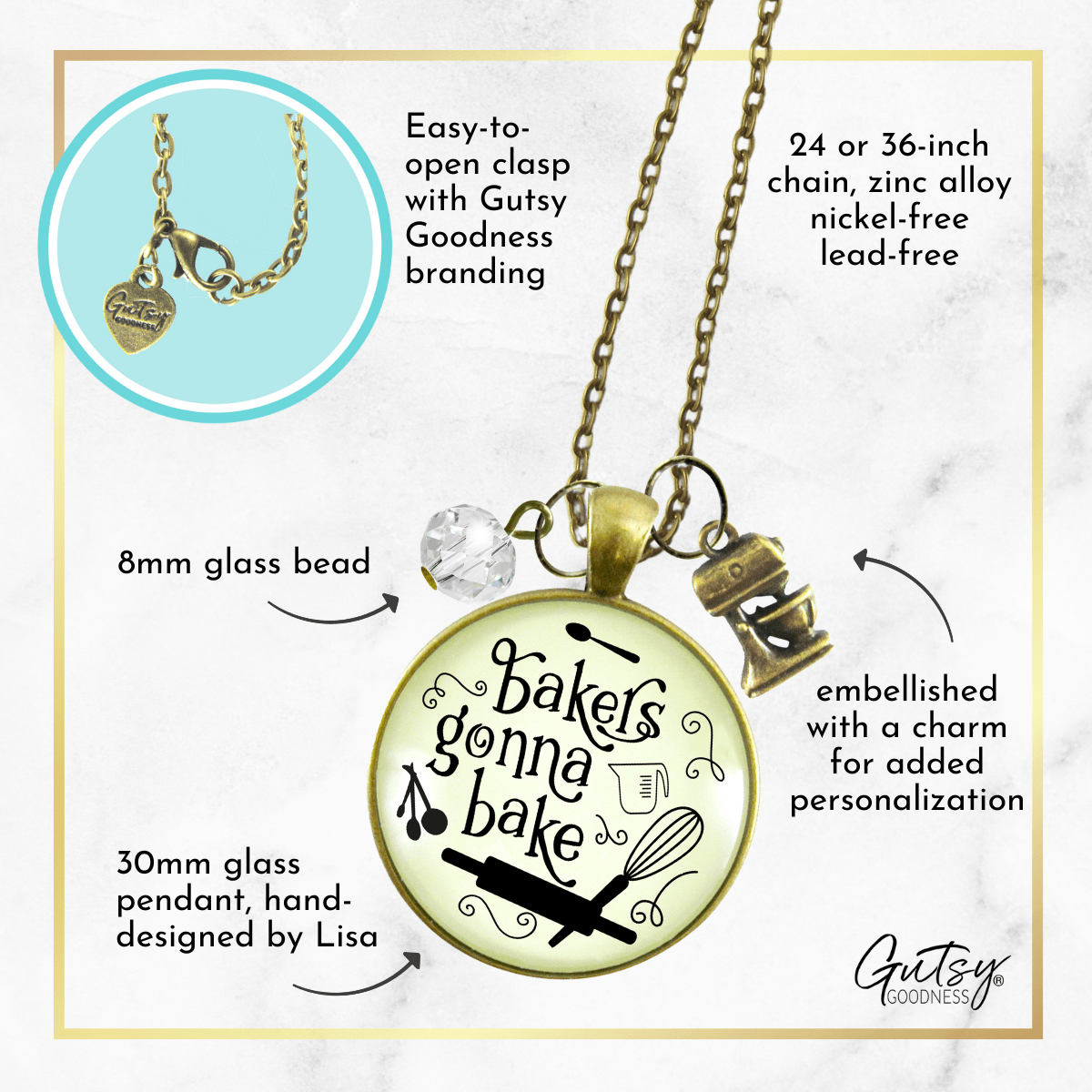 Baking Necklace Bakers Gonna Bake Cake Pastry Foodie Lover Womens Gift Jewelry - Gutsy Goodness