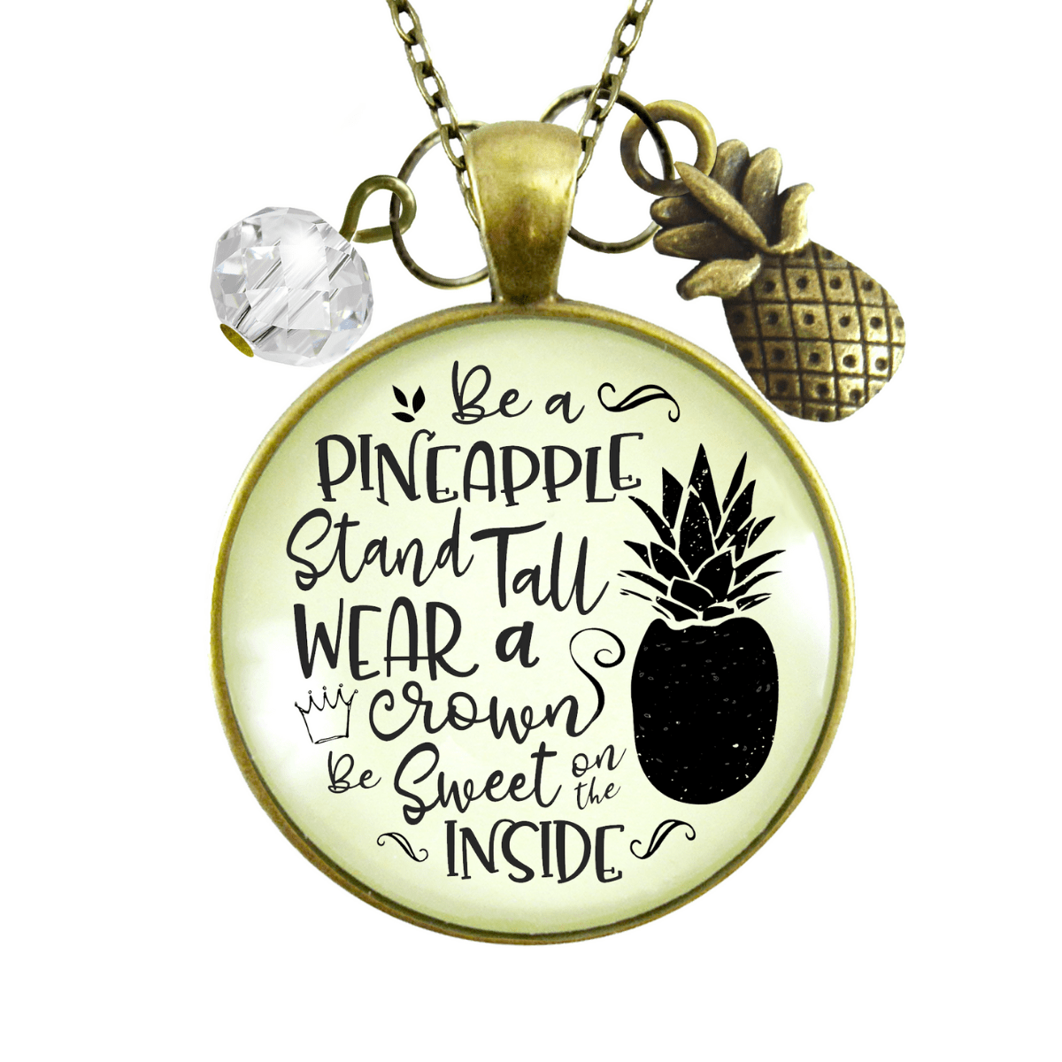 Gutsy Goodness Pineapple Necklace Stand Tall Quote Hawaiian Inspired Charm Jewelry - Gutsy Goodness Handmade Jewelry;Pineapple Necklace Stand Tall Quote Hawaiian Inspired Charm Jewelry - Gutsy Goodness Handmade Jewelry Gifts