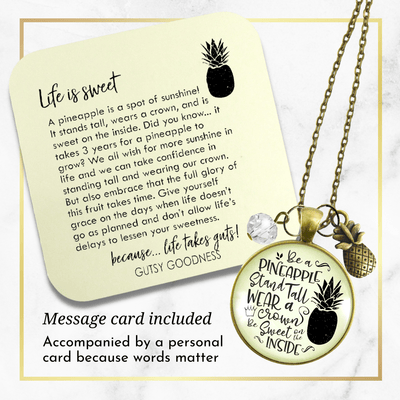 Gutsy Goodness Pineapple Necklace Stand Tall Quote Hawaiian Inspired Charm Jewelry - Gutsy Goodness Handmade Jewelry;Pineapple Necklace Stand Tall Quote Hawaiian Inspired Charm Jewelry - Gutsy Goodness Handmade Jewelry Gifts