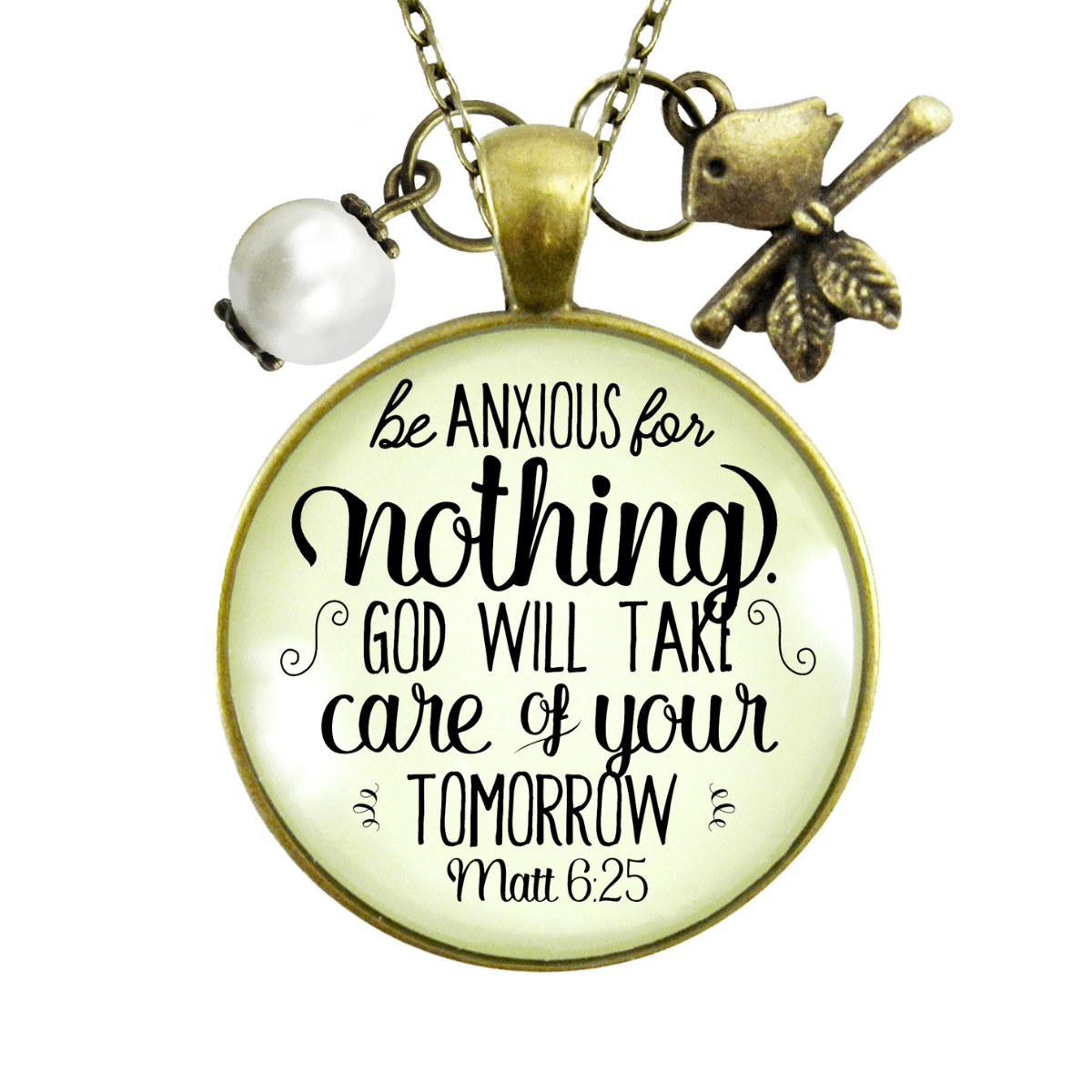 Gutsy Goodness Be Anxious for Nothing Necklace Believer Reminder Message Jewelry Brid Charm - Gutsy Goodness;Be Anxious For Nothing Necklace Believer Reminder Message Jewelry Brid Charm - Gutsy Goodness Handmade Jewelry Gifts