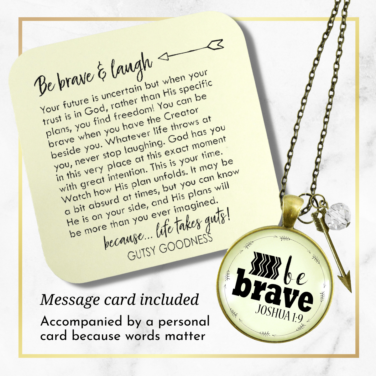 Gutsy Goodness Be Brave Necklace Faith Bible Strength Quote Jewelry Arrow Charm - Gutsy Goodness;Be Brave Necklace Faith Bible Strength Quote Jewelry Arrow Charm - Gutsy Goodness Handmade Jewelry Gifts