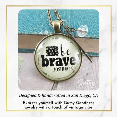 Gutsy Goodness Be Brave Necklace Faith Bible Strength Quote Jewelry Arrow Charm - Gutsy Goodness;Be Brave Necklace Faith Bible Strength Quote Jewelry Arrow Charm - Gutsy Goodness Handmade Jewelry Gifts