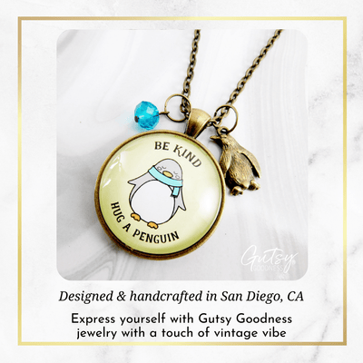Gutsy Goodness Penguin Necklace Be Kind Hug A Penguin Theme Friendship Jewelry - Gutsy Goodness;Penguin Necklace Be Kind Hug A Penguin Theme Friendship Jewelry - Gutsy Goodness Handmade Jewelry Gifts