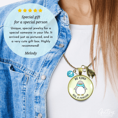 Gutsy Goodness Penguin Necklace Be Kind Hug A Penguin Theme Friendship Jewelry - Gutsy Goodness;Penguin Necklace Be Kind Hug A Penguin Theme Friendship Jewelry - Gutsy Goodness Handmade Jewelry Gifts