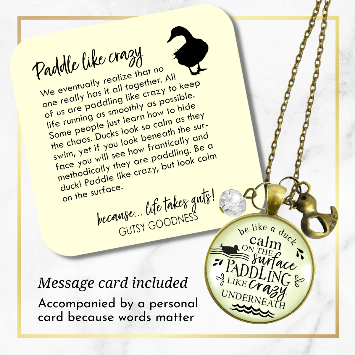 Gutsy Goodness Inspirational Necklace Be a Duck Calm Hustle Mantra Boss Jewelry Gift - Gutsy Goodness Handmade Jewelry;Inspirational Necklace Be A Duck Calm Hustle Mantra Boss Jewelry Gift - Gutsy Goodness Handmade Jewelry Gifts