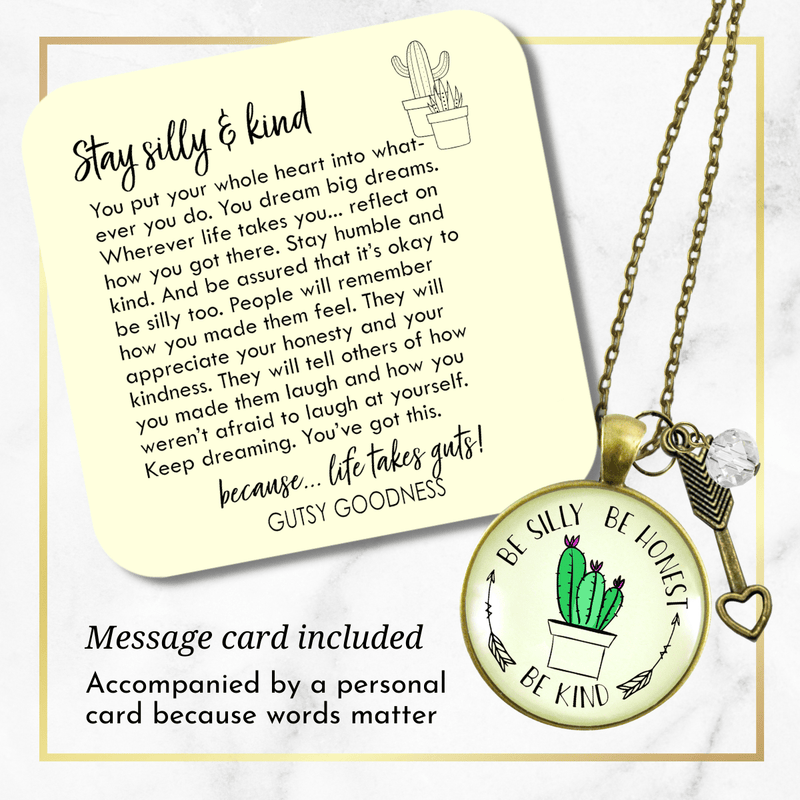 Gutsy Goodness Kindness Necklace Be Silly Be Honest Kind Boho Chic Southwestern Cactus Jewelry - Gutsy Goodness Handmade Jewelry;Kindness Necklace Be Silly Be Honest Kind Boho Chic Southwestern Cactus Jewelry - Gutsy Goodness Handmade Jewelry Gifts