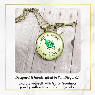 Gutsy Goodness Kindness Necklace Be Silly Be Honest Kind Boho Chic Southwestern Cactus Jewelry - Gutsy Goodness Handmade Jewelry;Kindness Necklace Be Silly Be Honest Kind Boho Chic Southwestern Cactus Jewelry - Gutsy Goodness Handmade Jewelry Gifts