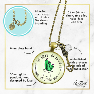 Gutsy Goodness Kindness Necklace Be Silly Be Honest Kind Boho Chic Southwestern Cactus Jewelry - Gutsy Goodness Handmade Jewelry;Kindness Necklace Be Silly Be Honest Kind Boho Chic Southwestern Cactus Jewelry - Gutsy Goodness Handmade Jewelry Gifts