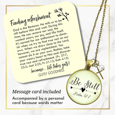 Gutsy Goodness Be Still Christian Inspired Necklace Faith Jewelry Life Cross Charm - Gutsy Goodness;Be Still Christian Inspired Necklace Faith Jewelry Life Cross Charm - Gutsy Goodness Handmade Jewelry Gifts