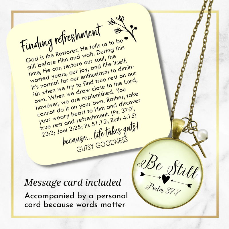 Gutsy Goodness Be Still Christian Inspired Necklace Faith Jewelry Life Cross Charm - Gutsy Goodness;Be Still Christian Inspired Necklace Faith Jewelry Life Cross Charm - Gutsy Goodness Handmade Jewelry Gifts
