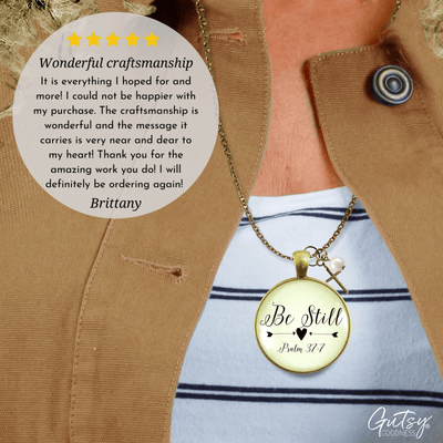 Gutsy Goodness Be Still Christian Inspired Necklace Faith Jewelry Life Cross Charm - Gutsy Goodness;Be Still Christian Inspired Necklace Faith Jewelry Life Cross Charm - Gutsy Goodness Handmade Jewelry Gifts