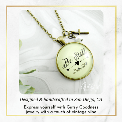 Gutsy Goodness Be Still Christian Inspired Necklace Faith Jewelry Life Cross Charm - Gutsy Goodness;Be Still Christian Inspired Necklace Faith Jewelry Life Cross Charm - Gutsy Goodness Handmade Jewelry Gifts