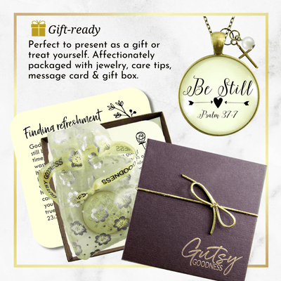 Gutsy Goodness Be Still Christian Inspired Necklace Faith Jewelry Life Cross Charm - Gutsy Goodness;Be Still Christian Inspired Necklace Faith Jewelry Life Cross Charm - Gutsy Goodness Handmade Jewelry Gifts