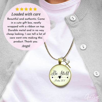 Gutsy Goodness Be Still Christian Inspired Necklace Faith Jewelry Life Cross Charm - Gutsy Goodness;Be Still Christian Inspired Necklace Faith Jewelry Life Cross Charm - Gutsy Goodness Handmade Jewelry Gifts