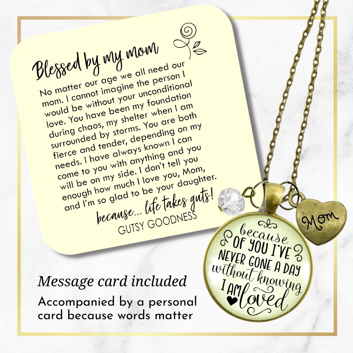 Gutsy Goodness Mom Necklace Because Of Your Love Gift from Blessed Daughter Jewelry - Gutsy Goodness Handmade Jewelry;Mom Necklace Because Of Your Love Gift From Blessed Daughter Jewelry - Gutsy Goodness Handmade Jewelry Gifts