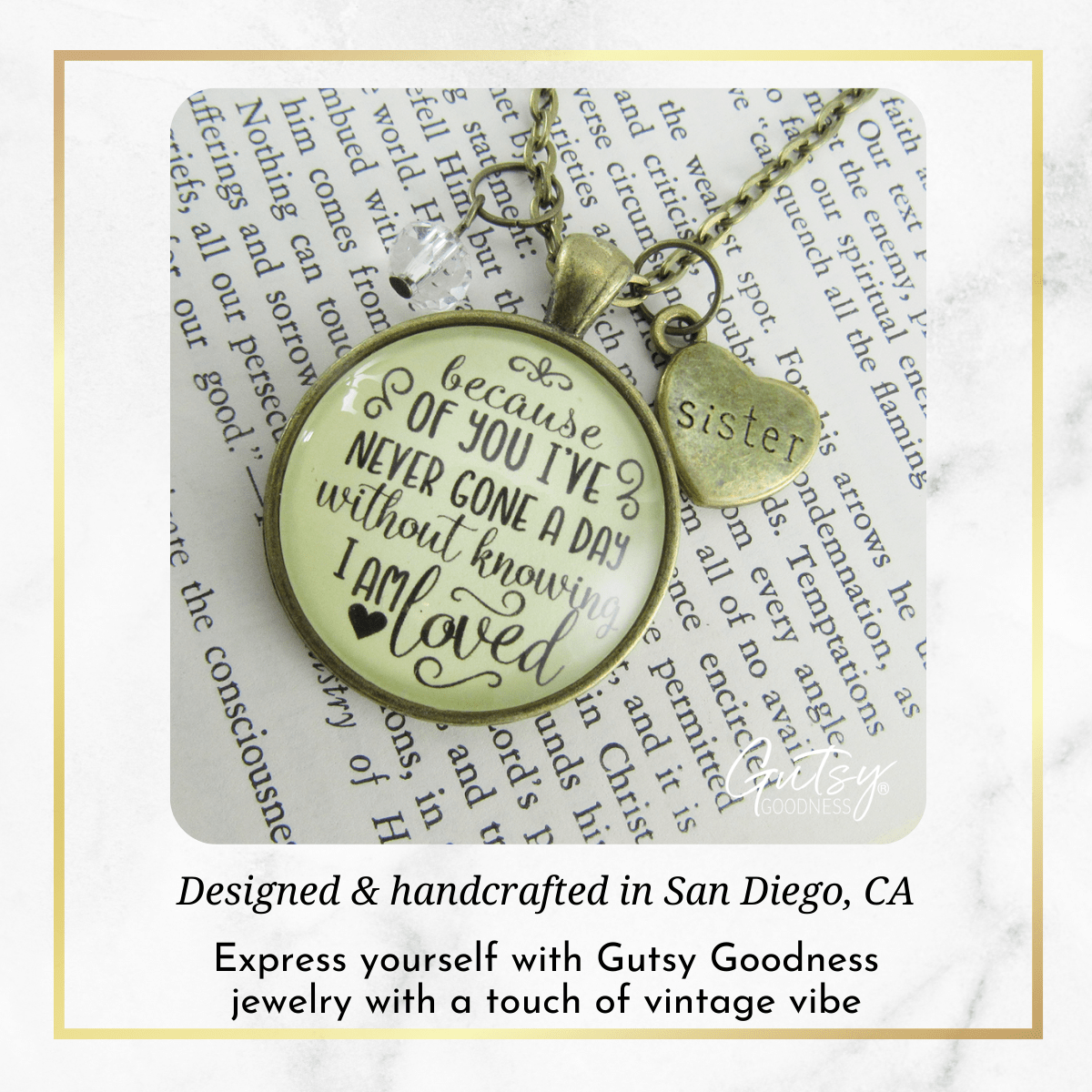 Gutsy Goodness Sister Necklace Because of Your Love Gift Family Womens Jewelry - Gutsy Goodness Handmade Jewelry;Sister Necklace Because Of Your Love Gift Family Womens Jewelry - Gutsy Goodness Handmade Jewelry Gifts