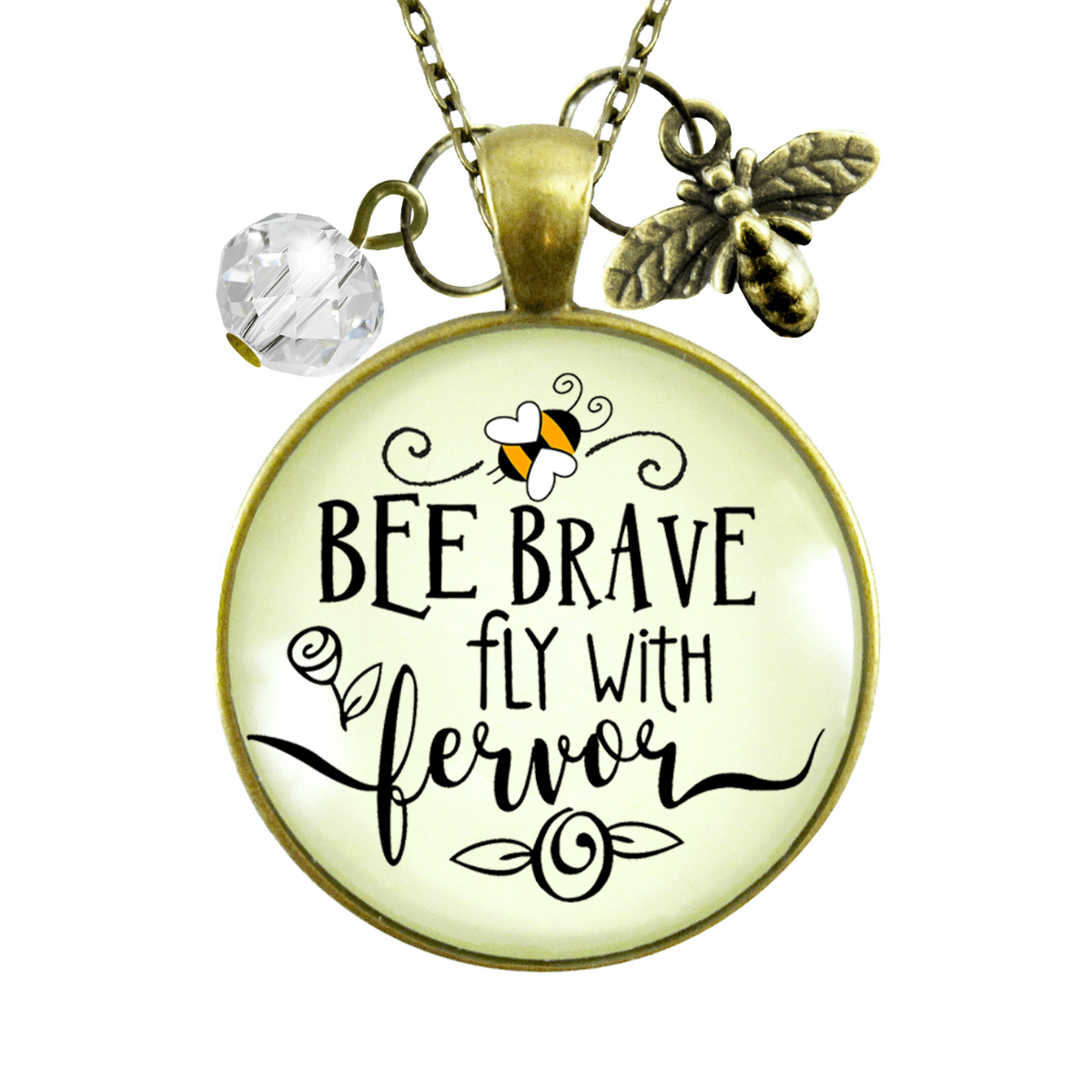 Gutsy Goodness Bee Brave Necklace Fly with Fervor Vintage Jewelry Dainty Bumble Bee - Gutsy Goodness Handmade Jewelry;Bee Brave Necklace Fly With Fervor Vintage Jewelry Dainty Bumble Bee - Gutsy Goodness Handmade Jewelry Gifts