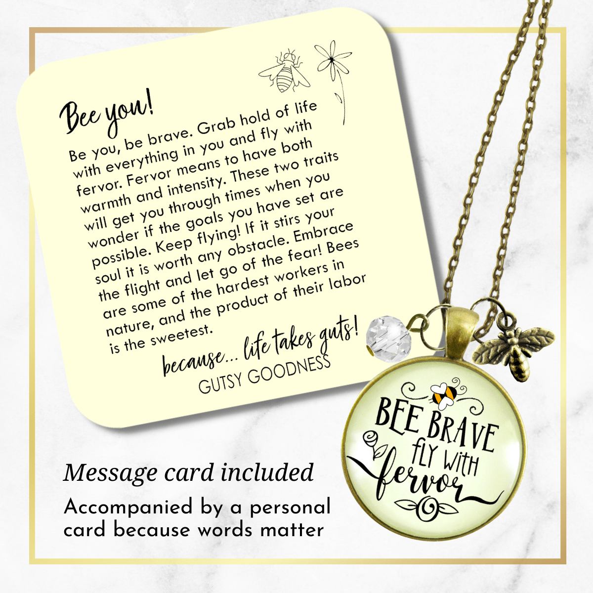 Gutsy Goodness Bee Brave Necklace Fly with Fervor Vintage Jewelry Dainty Bumble Bee - Gutsy Goodness Handmade Jewelry;Bee Brave Necklace Fly With Fervor Vintage Jewelry Dainty Bumble Bee - Gutsy Goodness Handmade Jewelry Gifts