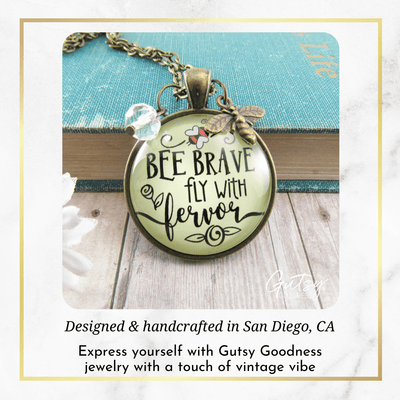 Gutsy Goodness Bee Brave Necklace Fly with Fervor Vintage Jewelry Dainty Bumble Bee - Gutsy Goodness Handmade Jewelry;Bee Brave Necklace Fly With Fervor Vintage Jewelry Dainty Bumble Bee - Gutsy Goodness Handmade Jewelry Gifts