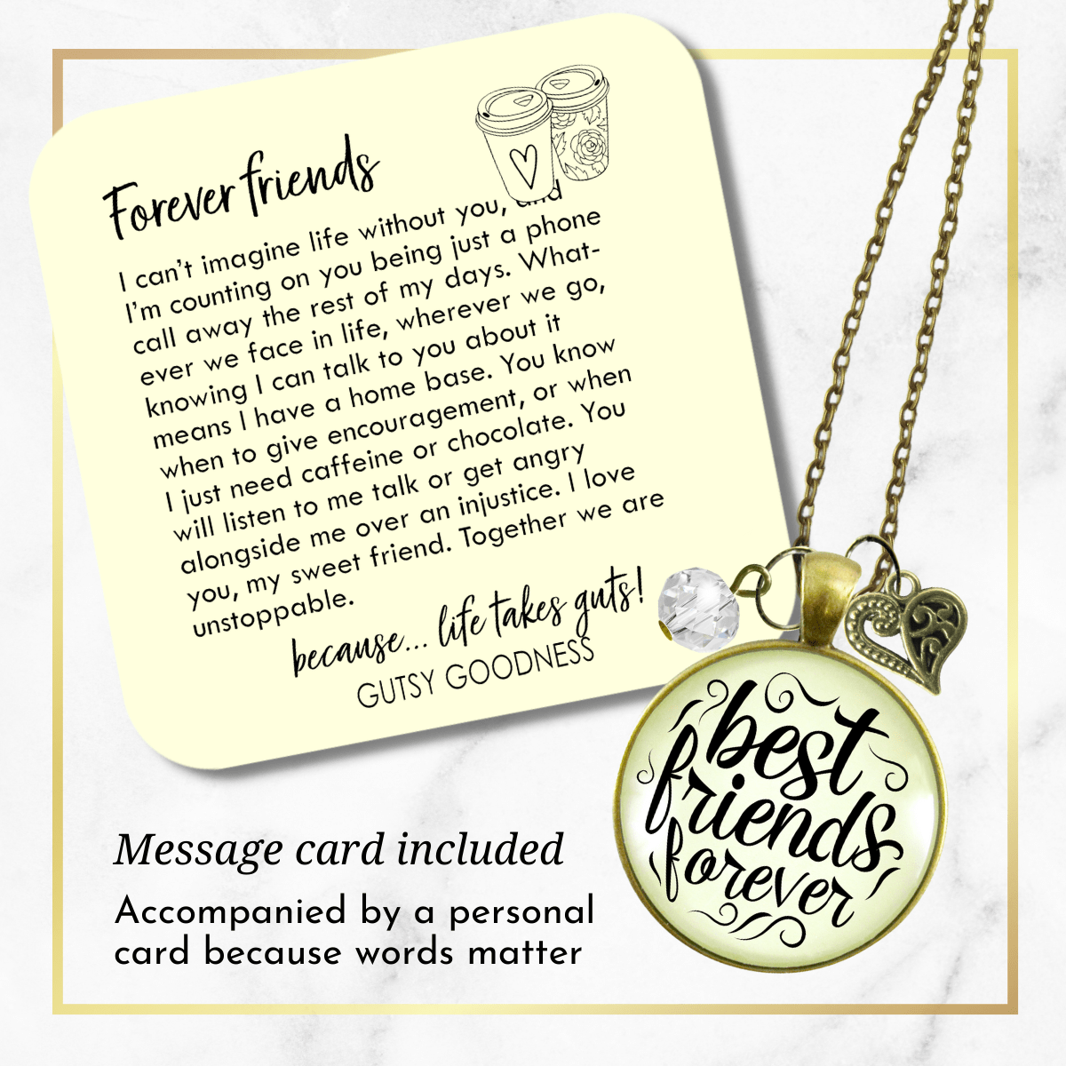 Gutsy Goodness BFF Heart Necklace Best Friends Forever Always Handmade Jewelry - Gutsy Goodness;Bff Heart Necklace Best Friends Forever Always Handmade Jewelry - Gutsy Goodness Handmade Jewelry Gifts