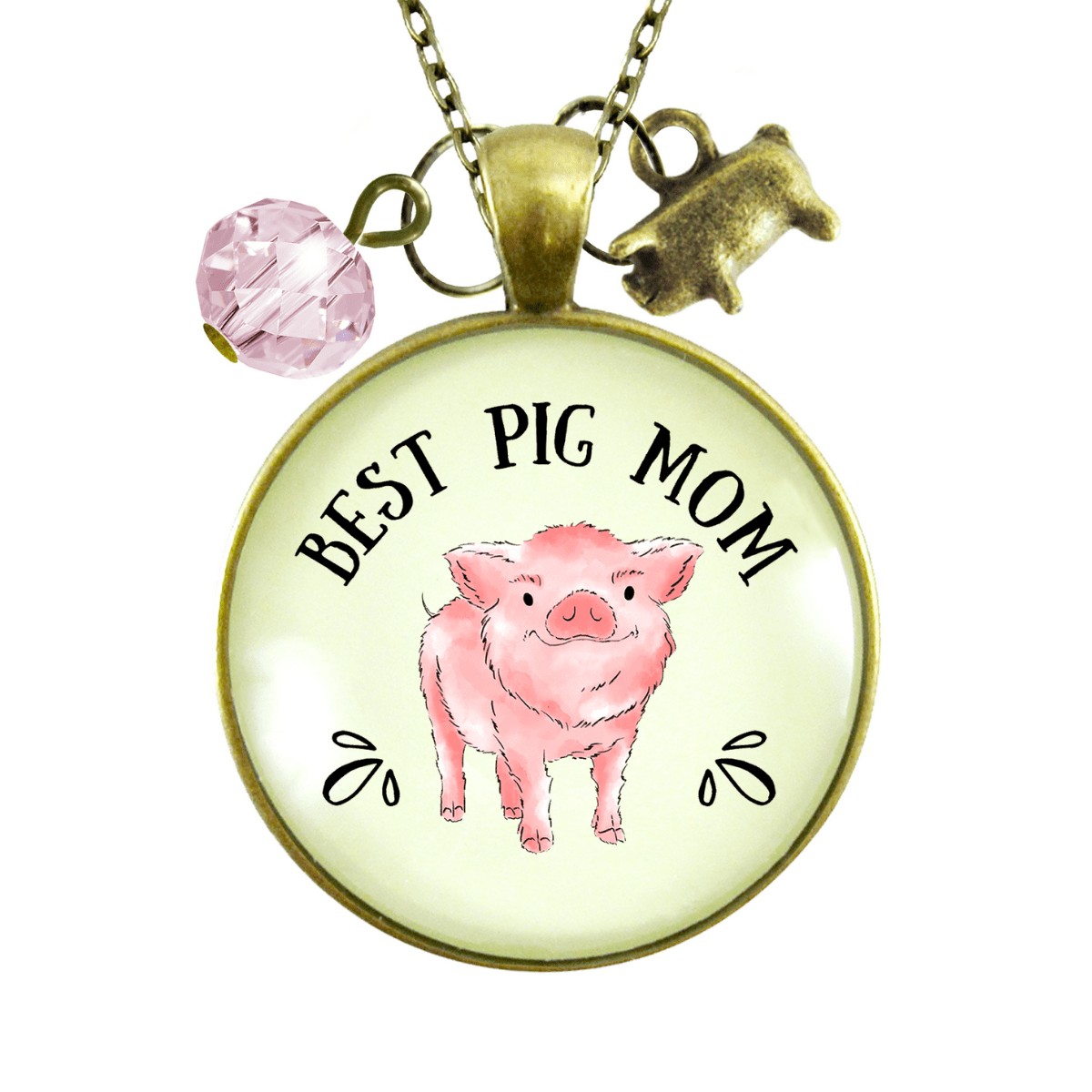 Gutsy Goodness Pig Mom Necklace Country Inspired Womens Pig Lover Gift Jewelry - Gutsy Goodness;Pig Mom Necklace Country Inspired Womens Pig Lover Gift Jewelry - Gutsy Goodness Handmade Jewelry Gifts