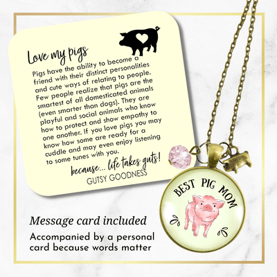 Gutsy Goodness Pig Mom Necklace Country Inspired Womens Pig Lover Gift Jewelry - Gutsy Goodness;Pig Mom Necklace Country Inspired Womens Pig Lover Gift Jewelry - Gutsy Goodness Handmade Jewelry Gifts