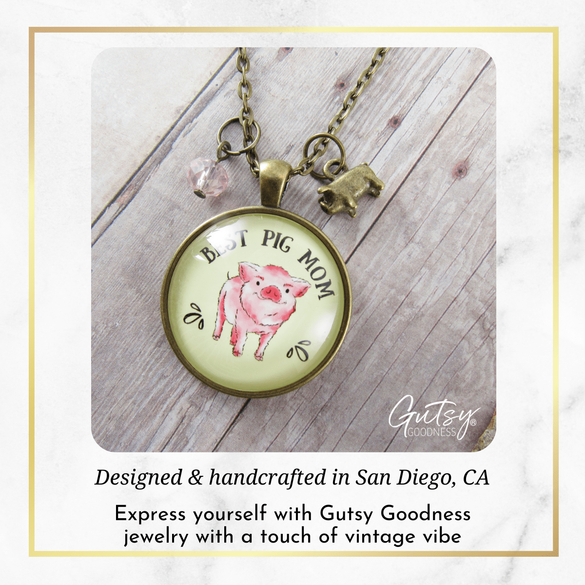 Gutsy Goodness Pig Mom Necklace Country Inspired Womens Pig Lover Gift Jewelry - Gutsy Goodness;Pig Mom Necklace Country Inspired Womens Pig Lover Gift Jewelry - Gutsy Goodness Handmade Jewelry Gifts