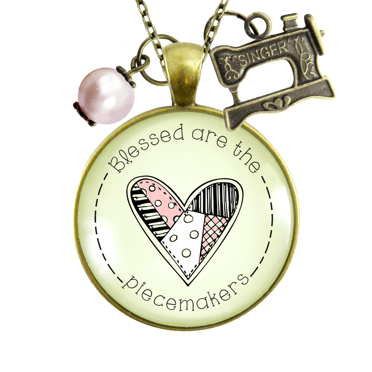 Gutsy Goodness Blessed are Piecemakers Necklace Quilter Faith Word Jewelry Sew Charm - Gutsy Goodness;Blessed Are Piecemakers Necklace Quilter Faith Word Jewelry Sew Charm - Gutsy Goodness Handmade Jewelry Gifts