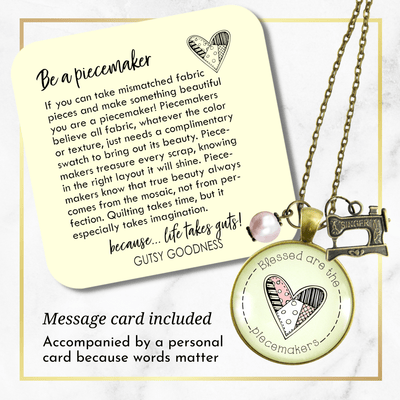 Gutsy Goodness Blessed are Piecemakers Necklace Quilter Faith Word Jewelry Sew Charm - Gutsy Goodness;Blessed Are Piecemakers Necklace Quilter Faith Word Jewelry Sew Charm - Gutsy Goodness Handmade Jewelry Gifts