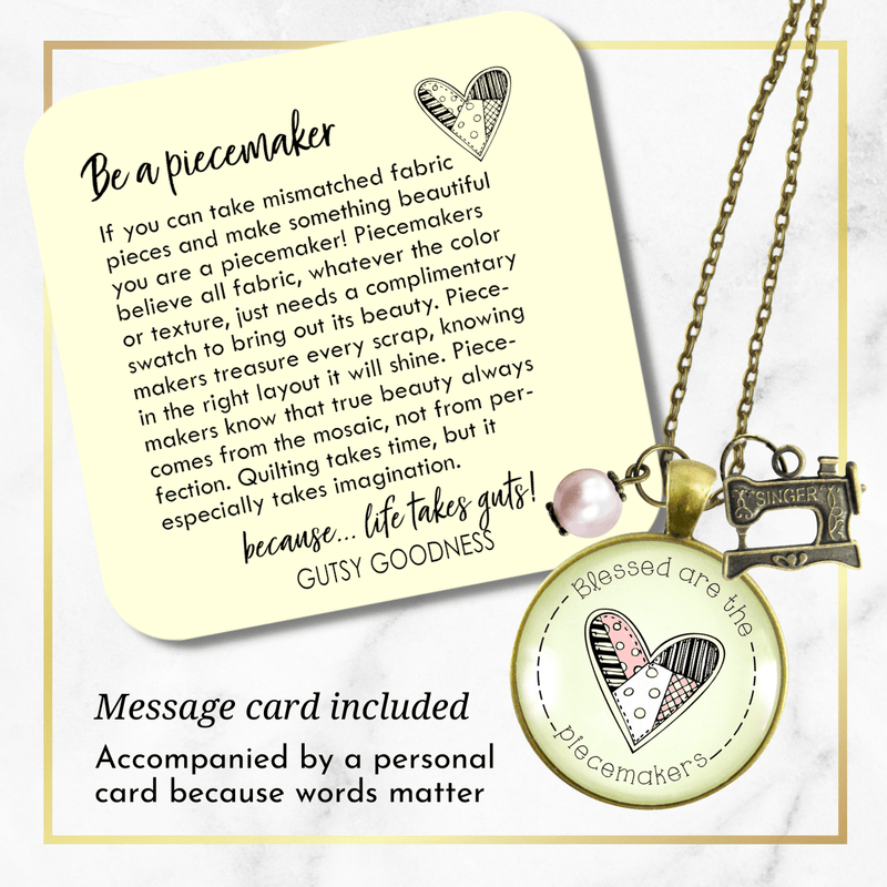 Gutsy Goodness Blessed are Piecemakers Necklace Quilter Faith Word Jewelry Sew Charm - Gutsy Goodness;Blessed Are Piecemakers Necklace Quilter Faith Word Jewelry Sew Charm - Gutsy Goodness Handmade Jewelry Gifts