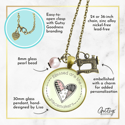 Gutsy Goodness Blessed are Piecemakers Necklace Quilter Faith Word Jewelry Sew Charm - Gutsy Goodness;Blessed Are Piecemakers Necklace Quilter Faith Word Jewelry Sew Charm - Gutsy Goodness Handmade Jewelry Gifts