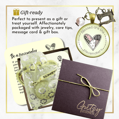 Gutsy Goodness Blessed are Piecemakers Necklace Quilter Faith Word Jewelry Sew Charm - Gutsy Goodness;Blessed Are Piecemakers Necklace Quilter Faith Word Jewelry Sew Charm - Gutsy Goodness Handmade Jewelry Gifts