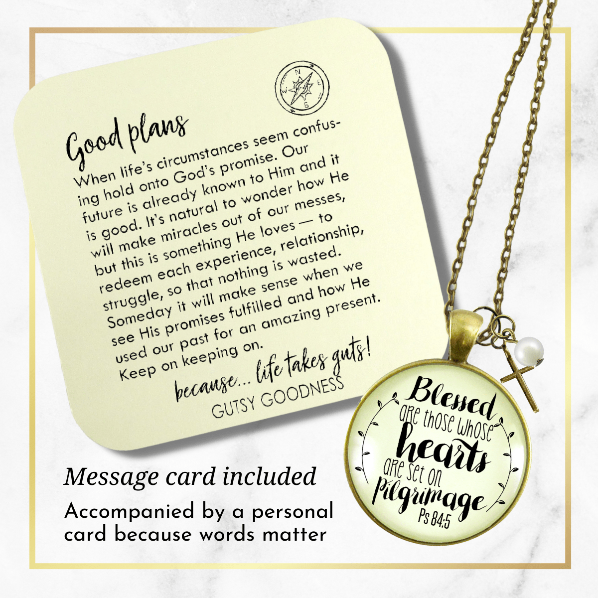 Gutsy Goodness Faith Necklace Blessed is She Whose Heart Set Pilgrimage Journey Jewelry - Gutsy Goodness Handmade Jewelry;Faith Necklace Blessed Is She Whose Heart Set Pilgrimage Journey Jewelry - Gutsy Goodness Handmade Jewelry Gifts