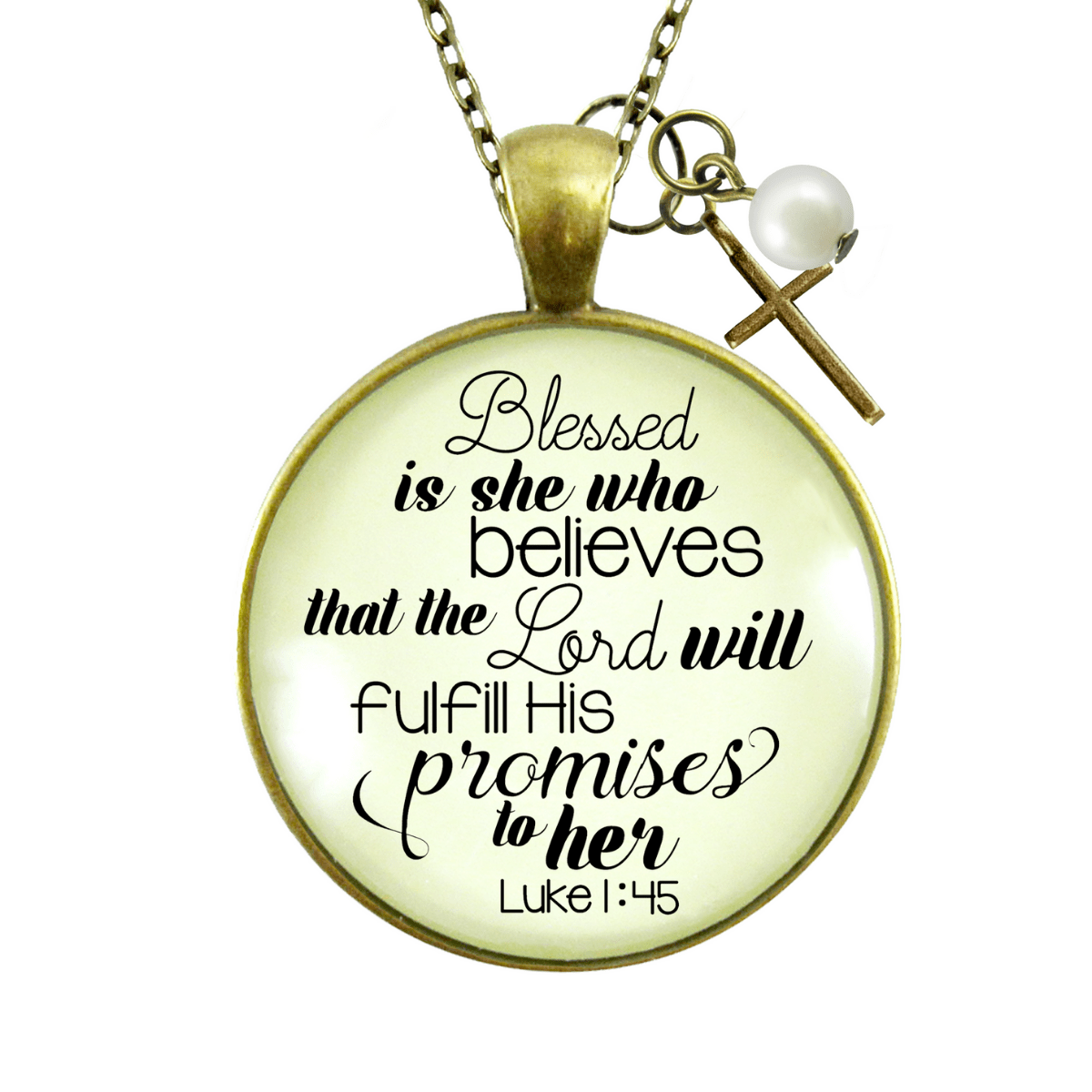 Gutsy Goodness Blessed is She Who Believes Necklace Bible Quote Cross Jewelry - Gutsy Goodness;Blessed Is She Who Believes Necklace Bible Quote Cross Jewelry - Gutsy Goodness Handmade Jewelry Gifts