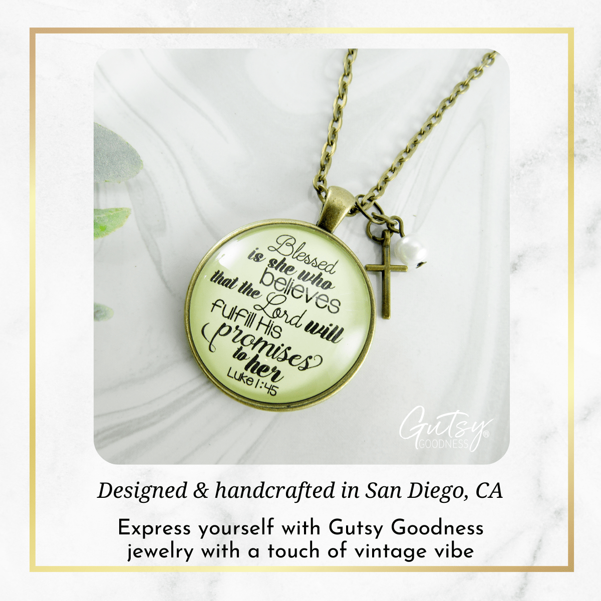Gutsy Goodness Blessed is She Who Believes Necklace Bible Quote Cross Jewelry - Gutsy Goodness;Blessed Is She Who Believes Necklace Bible Quote Cross Jewelry - Gutsy Goodness Handmade Jewelry Gifts