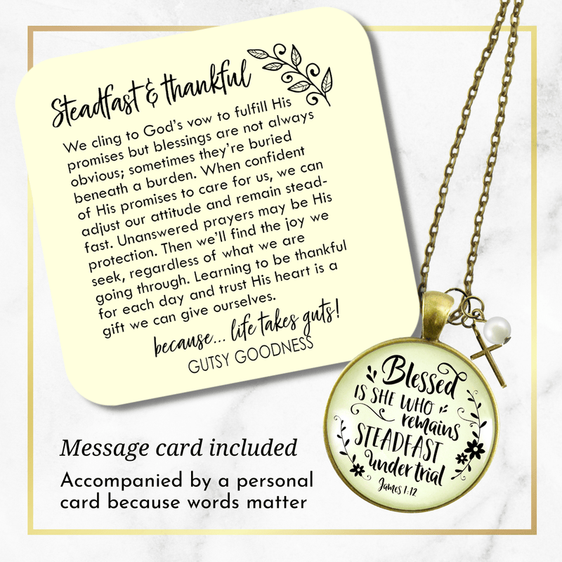 Gutsy Goodness Faith Necklace Blessed is She Who Remains Steadfast Quote Vintage Style Jewelry - Gutsy Goodness Handmade Jewelry;Faith Necklace Blessed Is She Who Remains Steadfast Quote Vintage Style Jewelry - Gutsy Goodness Handmade Jewelry Gifts