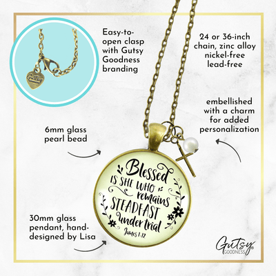 Gutsy Goodness Faith Necklace Blessed is She Who Remains Steadfast Quote Vintage Style Jewelry - Gutsy Goodness Handmade Jewelry;Faith Necklace Blessed Is She Who Remains Steadfast Quote Vintage Style Jewelry - Gutsy Goodness Handmade Jewelry Gifts